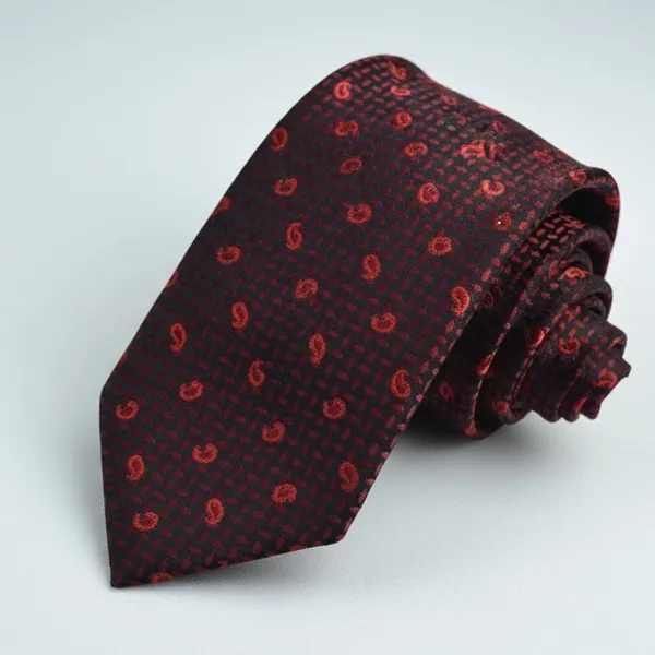 Calixto_Men's_Paisley_Necktie,_Black_and_Red,_Woven_Jacquard_Dot_Pattern,_Silk_Feel,_Formal_Business_Wedding_Classic_Neck_Tie