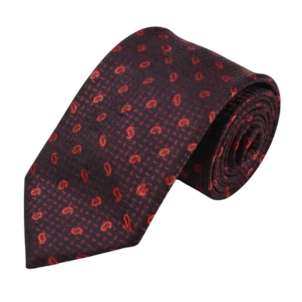 Calixto_Men's_Paisley_Necktie,_Black_and_Red,_Woven_Jacquard_Dot_Pattern,_Silk_Feel,_Formal_Business_Wedding_Classic_Neck_Tie