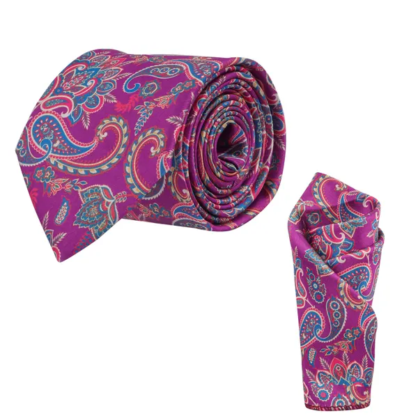 Calixto_Men’s_Paisley_Necktie_and_Pocket_Square_Set_–_Luxury_Woven_Silk_–_Vibrant_Magenta_&_Teal_Design_–_Formal_&_Wedding_Accessory