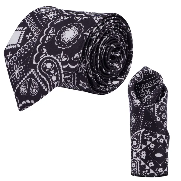Calixto_Men's_Tie_and_Pocket_Square_Set_–_Classic_Woven_Microfiber_Necktie_with_Matching_Handkerchief_–_Elegant_Formal_Wear_Accessory
