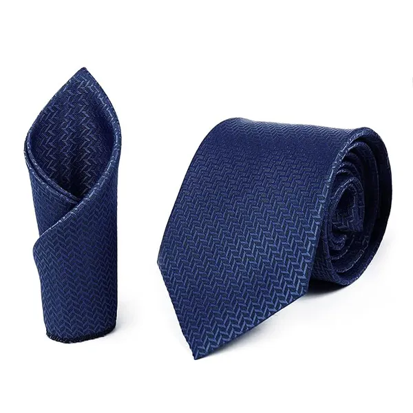 Calixto_Mens_Criss_Cross_Solid_Design_Polycotton_Necktie_For_Men_Formal_With_Free_Matching_Pocket_Square_To_Each_Tie(Pack_Of_2_Tie_Set)