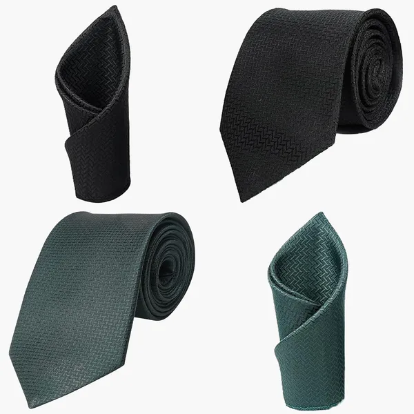 Calixto_Mens_Criss_Cross_Solid_Design_Polycotton_Necktie_For_Men_Formal_With_Free_Matching_Pocket_Square_To_Each_Tie(Pack_Of_2_Tie_Set)