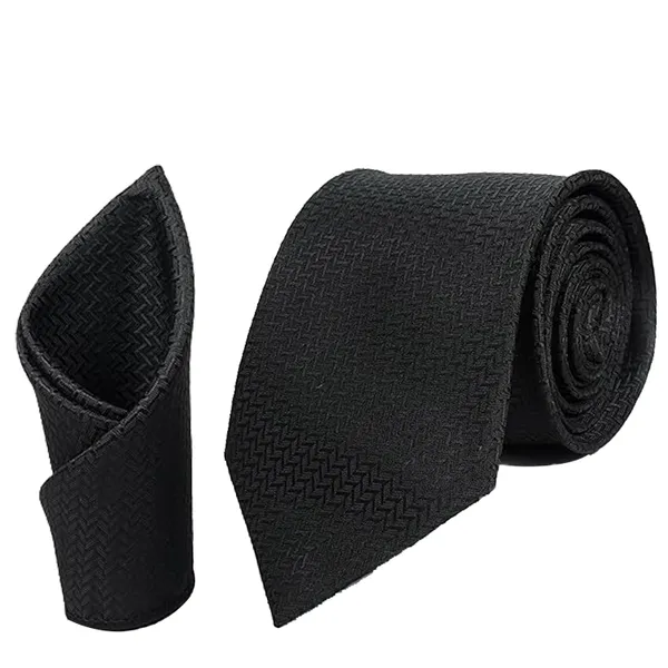 Calixto_Mens_Criss_Cross_Solid_Design_Polycotton_Necktie_For_Men_Formal_With_Free_Matching_Pocket_Square_To_Each_Tie(Pack_Of_2_Tie_Set)