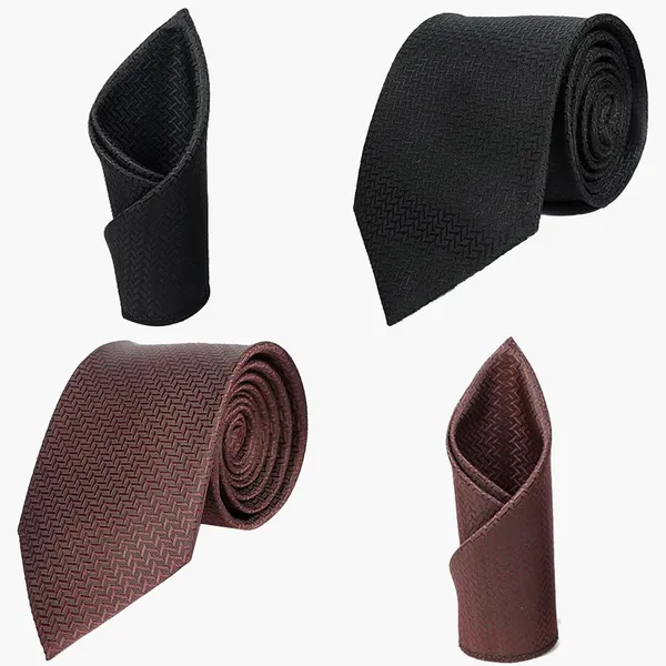 Calixto_Mens_Criss_Cross_Solid_Design_Polycotton_Necktie_For_Men_Formal_With_Free_Matching_Pocket_Square_To_Each_Tie(Pack_Of_2_Tie_Set)