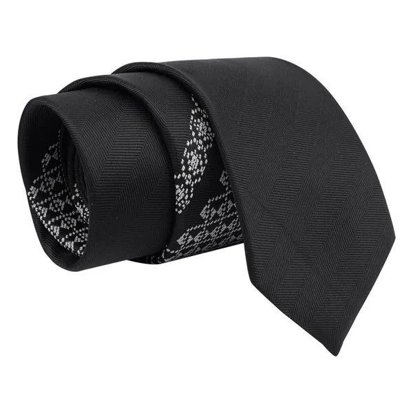 Black_Micro_Self_Silk_Necktie_With_Pocket_Square,_Cufflinks_&_Brooch_Pin_Leather_Gift_Box_(Set_of_4)