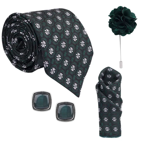 Calixto_Mens_Plaid_Micro_Self_Silk_Necktie_Gift_Set_With_Pocket_Square_Cufflinks_&_Brooch_Pin_Formal_Tie_With_Leatherite_Box_(Free_Size)_|_Leather_Gift_Box