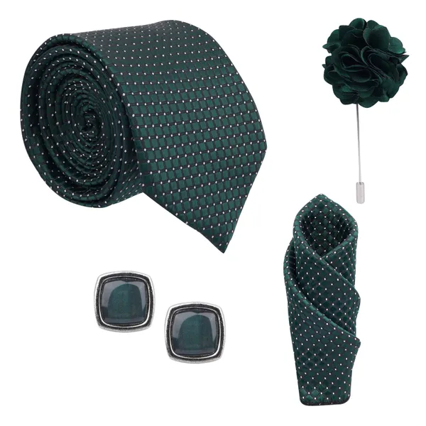 Calixto_Mens_Plaid_Micro_Self_Silk_Necktie_Gift_Set_With_Pocket_Square_Cufflinks_&_Brooch_Pin_Formal_Tie_With_Leatherite_Box_(Free_Size)_|_Leather_Gift_Box
