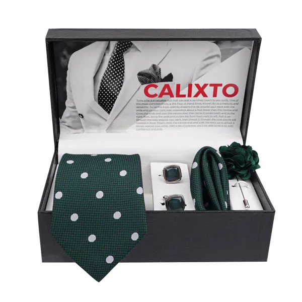 Calixto_Mens_Plaid_Micro_Self_Silk_Necktie_Gift_Set_With_Pocket_Square_Cufflinks_&_Brooch_Pin_Formal_Tie_With_Leatherite_Box_(Free_Size)_|_Leather_Gift_Box