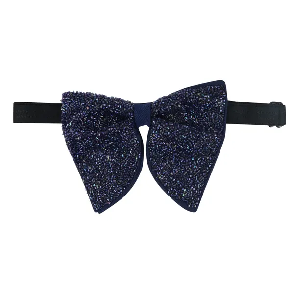 Blue_Premium_Embroidery_Micro_Fabric_Big_Bow_Tie_For_Men_With_Flower_Lapel_Pin,_Butterfly_Bow_with_adjustable_Strap