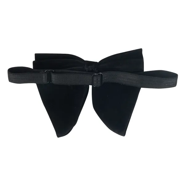 Black_Premium_Embroidery_Micro_Fabric_Big_Bow_Tie_For_Men_With_Flower_Lapel_Pin,_Butterfly_Velvet_Bow_with_adjustable_Strap
