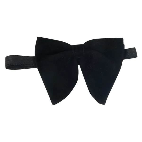 Black_Premium_Embroidery_Micro_Fabric_Big_Bow_Tie_For_Men_With_Flower_Lapel_Pin,_Butterfly_Velvet_Bow_with_adjustable_Strap