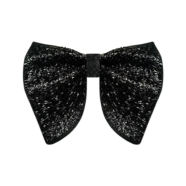 Premium_Embroidery_Micro_Fabric_Designer_Big_Bow_Tie_For_Men_With_Flower_Lapel_Pin,_Butterfly_Bow_with_adjustable_Strap_|_Black|_(Free_Size).