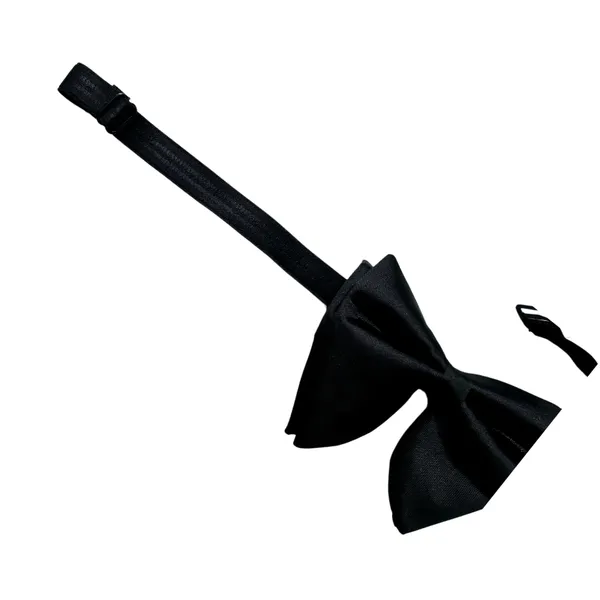 Calixto_Premium_Solid_Polyseter_Satin_Fabric_Big_Bow_Tie_For_Men,_Butterfly_Bow_with_adjustable_Strap_|_Black|_(Free_Size).