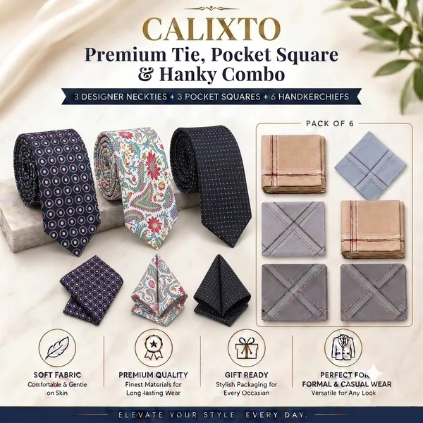 Calixto_Premium_Men's_Tie,_Pocket_Square_&_Cotton_Handkerchief_Combo_|_3_Designer_Neckties_+_3_Matching_Pocket_Squares_+_6_Premium_Cotton_Handkerchiefs_|_Luxury_Formal_Accessories_Gift_Set_for_Weddings,_Office_&_Business