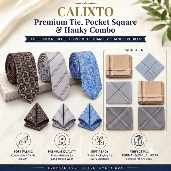 Calixto_Premium_Men's_Tie,_Pocket_Square_&_Cotton_Handkerchief_Combo_|_3_Designer_Neckties_+_3_Matching_Pocket_Squares_+_6_Premium_Cotton_Handkerchiefs_|_Luxury_Formal_Accessories_Gift_Set_for_Weddings,_Office_&_Business