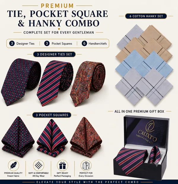 Calixto_Premium_Men's_Tie,_Pocket_Square_&_Handkerchief_Combo_|_3_Designer_Neckties_+_3_Matching_Pocket_Squares_+_6_Premium_Cotton_Handkerchiefs_|_Luxury_Formal_Gift_Set_for_Office,_Wedding_&_Business_Wear