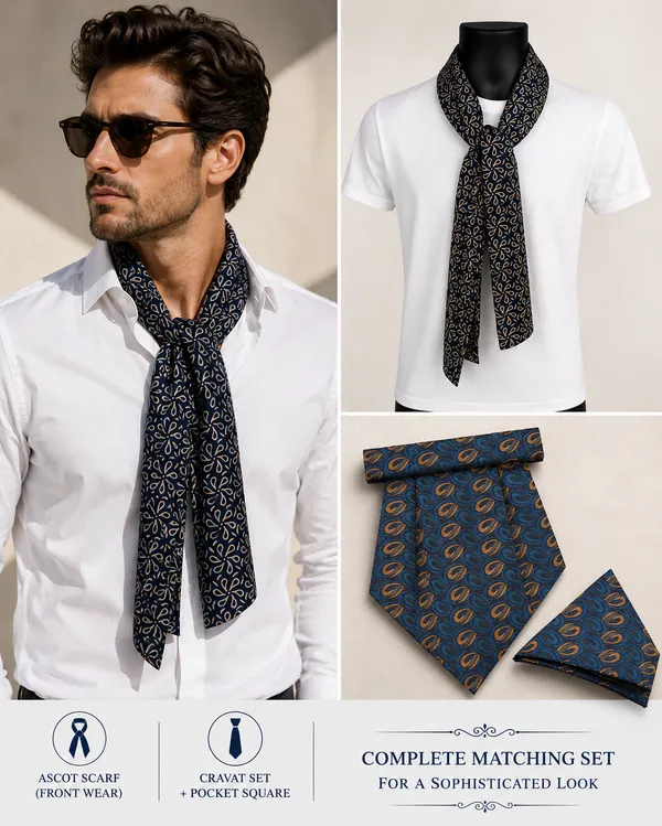Calixto_Premium_Men's__Scarf_&_Pre-Tied_Cravat_with_Pocket_Square_Set_|_Designer_Paisley_Formal_Wedding_Cravat_for_Men_|_Luxury_Party_&_Groom_Accessories