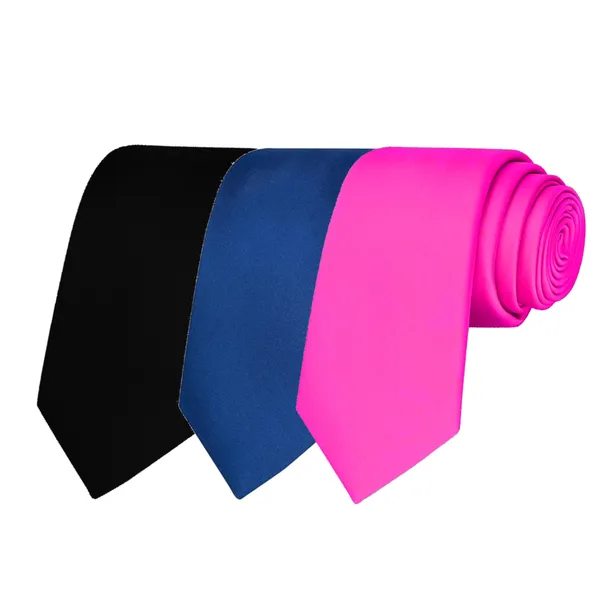 Calixto_Solid_Design_Men's_Black,Blue,Pink_Solid_Color_Necktie_For_Men's_,_Polyster_Smooth_Fabric_Necktie_(Pack_Of_3)
