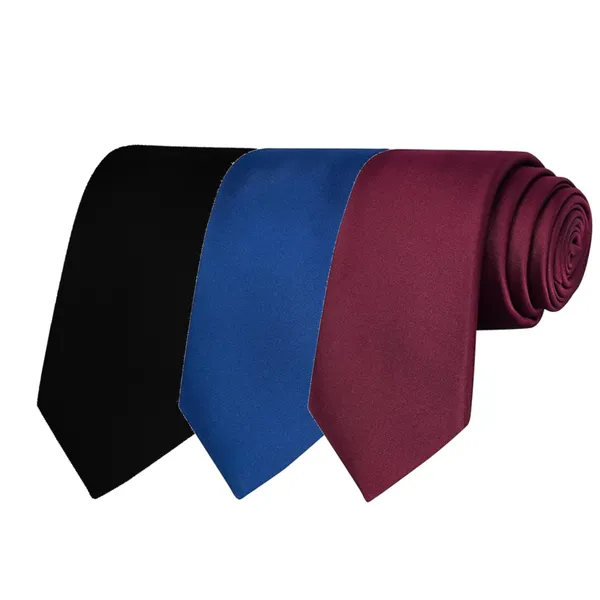 Calixto_Solid_Design_Men's_Black,Blue,Wine_Solid_Color_Necktie_For_Men's_,_Polyster_Smooth_Fabric_Necktie_(Pack_Of_3)