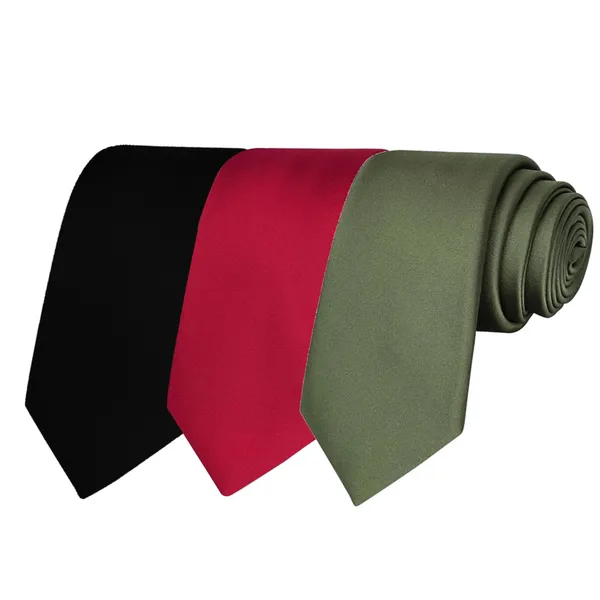 Calixto_Solid_Design_Men's_Black,Maroon,Green_Solid_Color_Necktie_For_Men's_,_Polyster_Smooth_Fabric_Necktie_(Pack_Of_3)