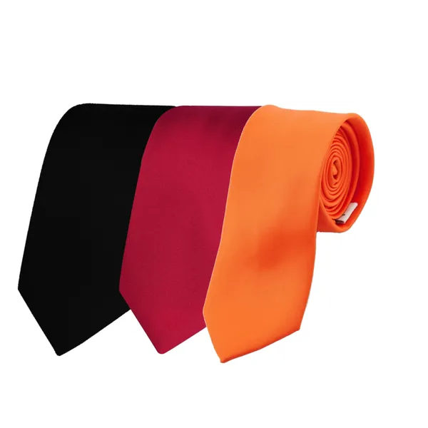 Calixto_Solid_Design_Men's_Black,Maroon,Orange_Solid_Color_Necktie_For_Men's_,_Polyster_Smooth_Fabric_Necktie_(Pack_Of_3)