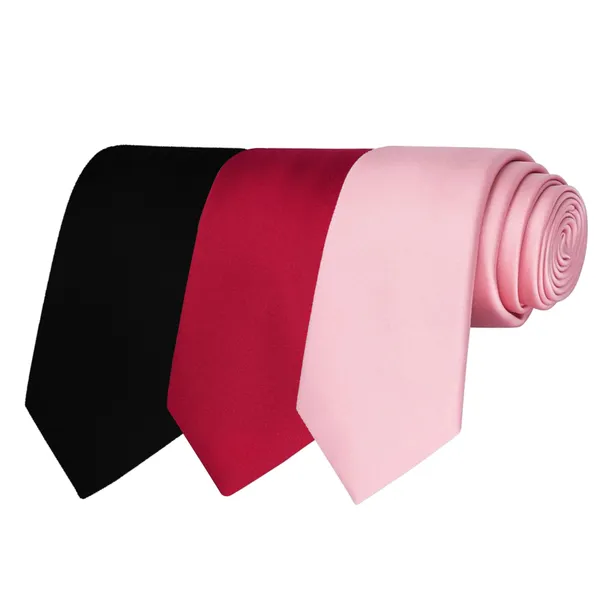 Calixto_Solid_Design_Men's_Black,Maroon,Pink_Solid_Color_Necktie_For_Men's_,_Polyster_Smooth_Fabric_Necktie_(Pack_Of_3)