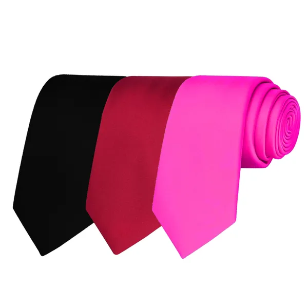 Calixto_Solid_Design_Men's_Black,Maroon,Pink_Solid_Color_Necktie_For_Men's_,_Polyster_Smooth_Fabric_Necktie_(Pack_Of_3)