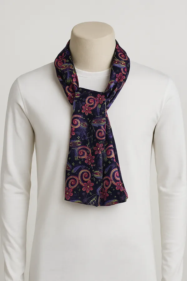 Calixto_Unisex_Designer_Velvet_long_Scarf_with_Pocket_Square_|_Premium_Floral_Swirl_Pattern_|_Soft_Warm_Fashion_Neck_Scarf_for_Men_&_Women