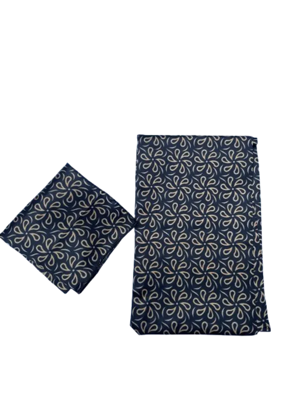 Calixto_Unisex_Designer_long_Scarf_with_Pocket_Square_|_Soft_Navy_Blue_Neck_Scarf_with_Gold_Leaf_Pattern_|_Lightweight_Formal_&_Casual_Wear_Accessory