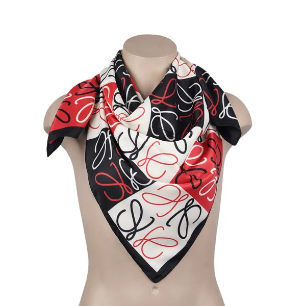 Calixto_Premium_Satin_Silk_Square_Scarf_for_Women_with_Stylish_Monogram_Print_–_Soft,_Lightweight_&_Versatile_–_Black,_White_&_Red