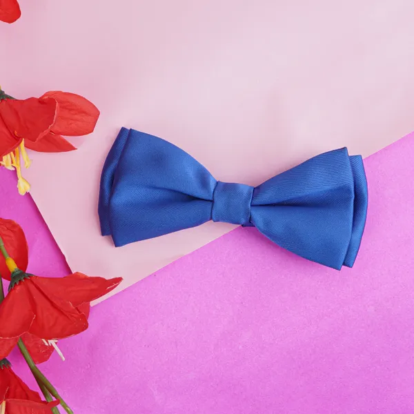 Royal_Blue_Double_Layer_Pre-Tied_Bow_With_Lapel_Pin__for_Men,_Classic_Solid_Color_Satin_Fabric_Bow_Tie,_Adjustable_Length_Clip,_Formal_Bow
