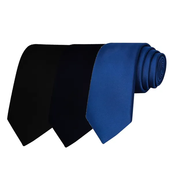 Calixto_Solid_Design_Men's_Black,Dark_Blue,Blue_Solid_Color_Necktie_For_Men's_,_Polyster_Smooth_Fabric_Necktie_(Pack_Of_3)