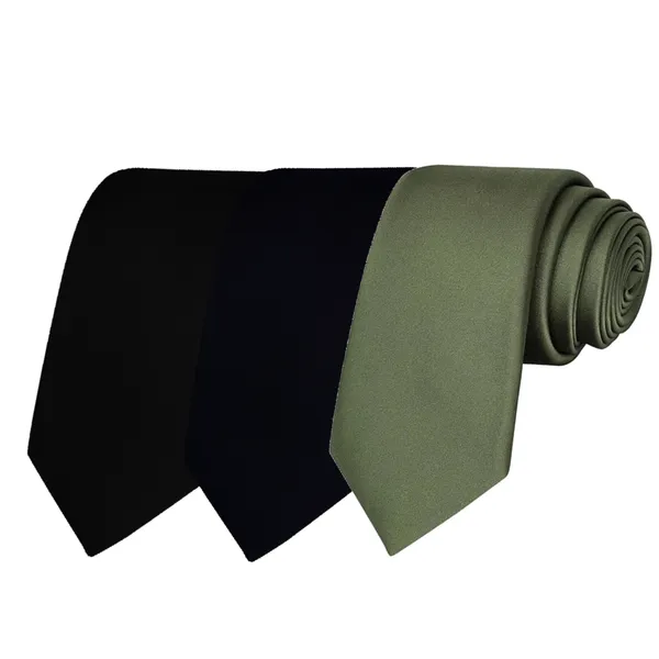 Calixto_Solid_Design_Men's_Black,Dark_Blue,Green_Solid_Color_Necktie_For_Men's_,_Polyster_Smooth_Fabric_Necktie_(Pack_Of_3)