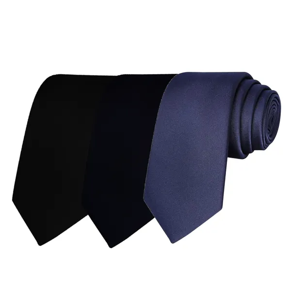 Calixto_Solid_Design_Men's_Black,Dark_Blue,Blue_New_Solid_Color_Necktie_For_Men's_,_Polyster_Smooth_Fabric_Necktie_(Pack_Of_3)