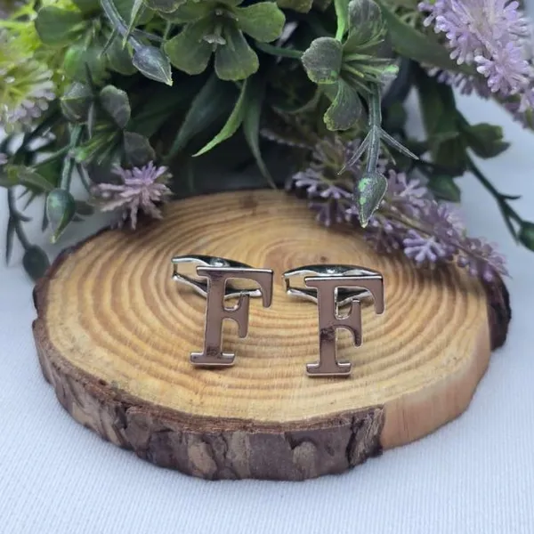 F_Alphabet_Silver_Cufflinks_for_Men_|_Initial_Letter_�F�_Personalized_Luxury_Cuff_Links_|_Premium_Polished_Metal_Shirt,_Coat_&_Blazer_Cufflinks_|_Wedding,_Office_|_Stylish_Gift_for_Men_|_Set_of_2