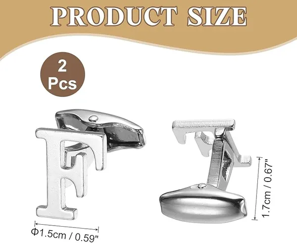 F_Alphabet_Silver_Cufflinks_for_Men_|_Initial_Letter_�F�_Personalized_Luxury_Cuff_Links_|_Premium_Polished_Metal_Shirt,_Coat_&_Blazer_Cufflinks_|_Wedding,_Office_|_Stylish_Gift_for_Men_|_Set_of_2