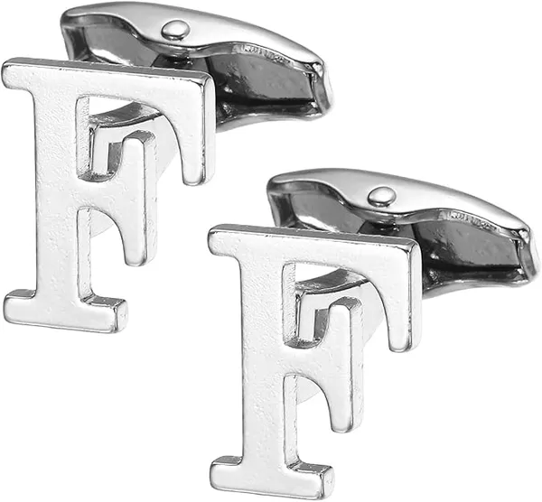 F_Alphabet_Silver_Cufflinks_for_Men_|_Initial_Letter_�F�_Personalized_Luxury_Cuff_Links_|_Premium_Polished_Metal_Shirt,_Coat_&_Blazer_Cufflinks_|_Wedding,_Office_|_Stylish_Gift_for_Men_|_Set_of_2