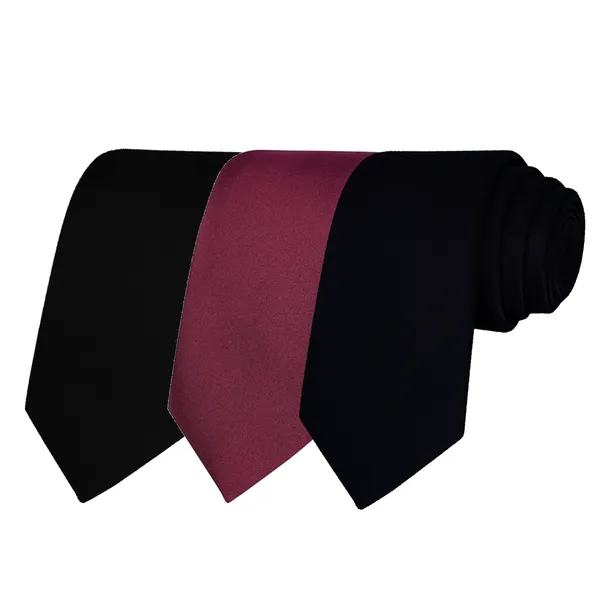 Calixto_Solid_Design_Men's_Black,Wine,Dark_Blue_Solid_Color_Necktie_For_Men's_,_Polyster_Smooth_Fabric_Necktie_(Pack_Of_3)