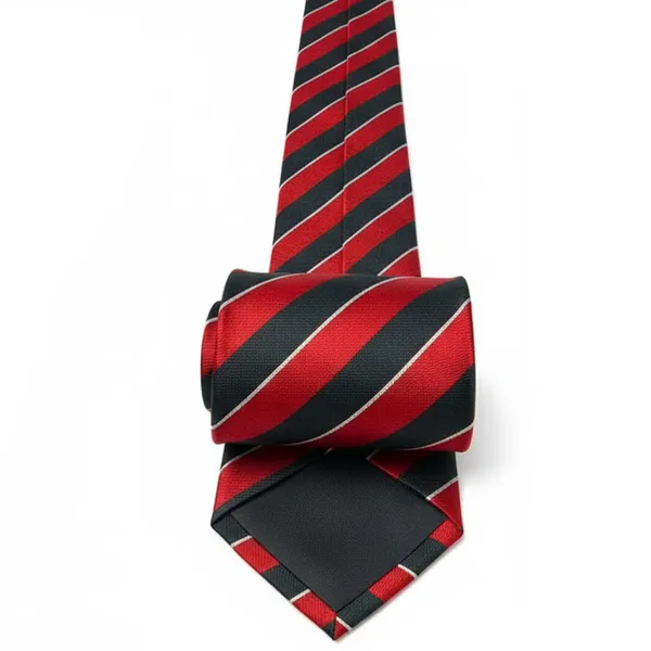 Red_Black_Stripes_Design,_Poly_Cotton_Smooth_Fabric,_Color_Roomy_Backslash_Stripes_Neck_Tie_With_Pocket_Square