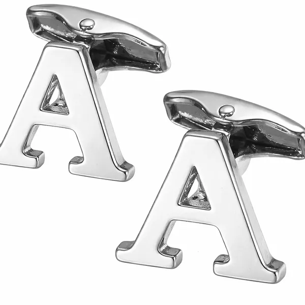 A_Alphabet_Silver_Cufflinks_for_Men_|_Initial_Letter_�A�_Personalized_Luxury_Cuff_Links_|_Premium_Polished_Metal_Shirt,_Coat_&_Blazer_Cufflinks_|_Wedding,_Office_|_Stylish_Gift_for_Men_|_Set_of_2