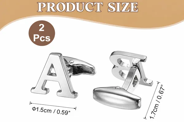 A_Alphabet_Silver_Cufflinks_for_Men_|_Initial_Letter_�A�_Personalized_Luxury_Cuff_Links_|_Premium_Polished_Metal_Shirt,_Coat_&_Blazer_Cufflinks_|_Wedding,_Office_|_Stylish_Gift_for_Men_|_Set_of_2
