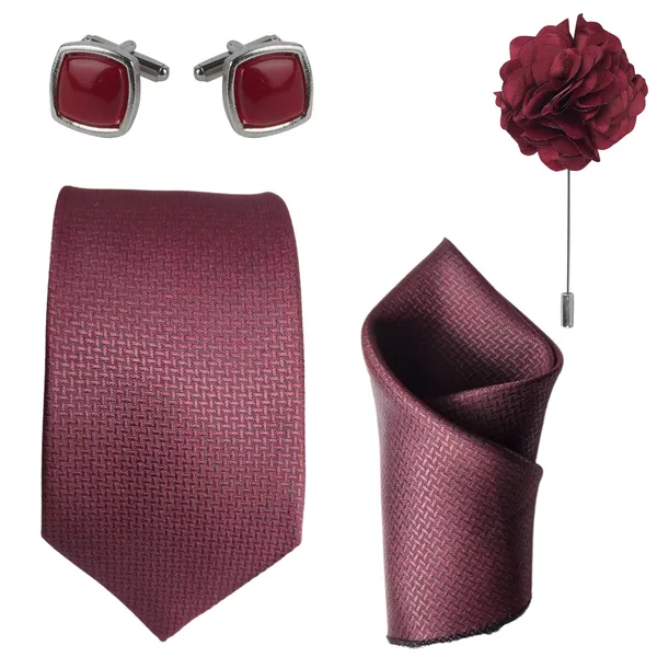 Maroon_Mens_Microfiber_Criss_Cross_Pattern_Silky_Necktie_Gift_Set_With_Pocket_Square_Cufflinks_&_Brooch_Pin_Formal_Tie_With_Leatherite_Box|_Leather_Gift_Box