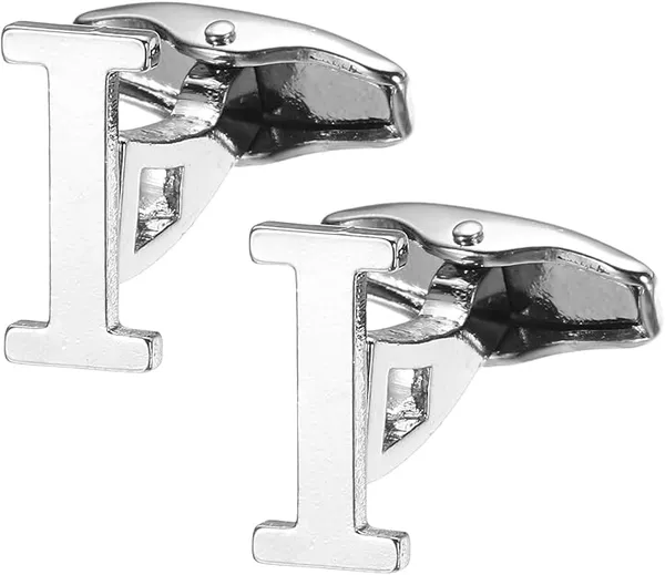 I_Alphabet_Silver_Cufflinks_for_Men_|_Initial_Letter_�I�_Personalized_Luxury_Cuff_Links_|_Premium_Polished_Metal_Shirt,_Coat_&_Blazer_Cufflinks_|_Wedding,_Office_|_Stylish_Gift_for_Men_|_Set_of_2