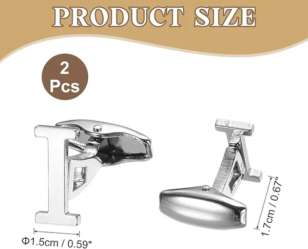I_Alphabet_Silver_Cufflinks_for_Men_|_Initial_Letter_�I�_Personalized_Luxury_Cuff_Links_|_Premium_Polished_Metal_Shirt,_Coat_&_Blazer_Cufflinks_|_Wedding,_Office_|_Stylish_Gift_for_Men_|_Set_of_2