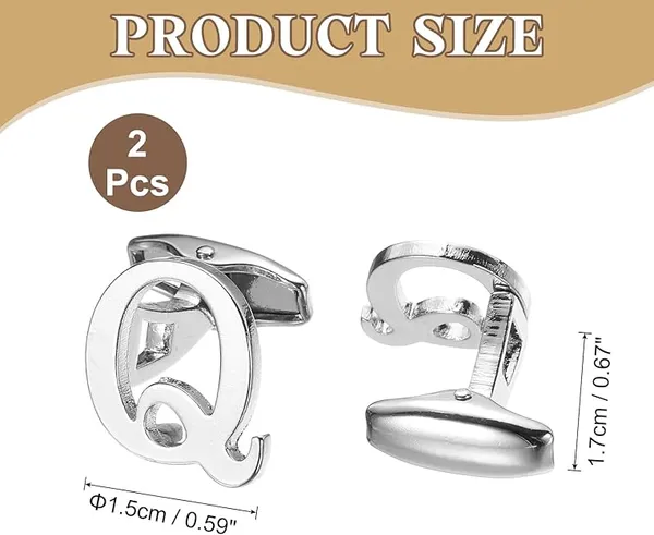 Q_Alphabet_Silver_Cufflinks_for_Men_|_Initial_Letter_�Q�_Personalized_Luxury_Cuff_Links_|_Premium_Polished_Metal_Shirt,_Coat_&_Blazer_Cufflinks_|_Wedding,_Office_|_Stylish_Gift_for_Men_|_Set_of_2