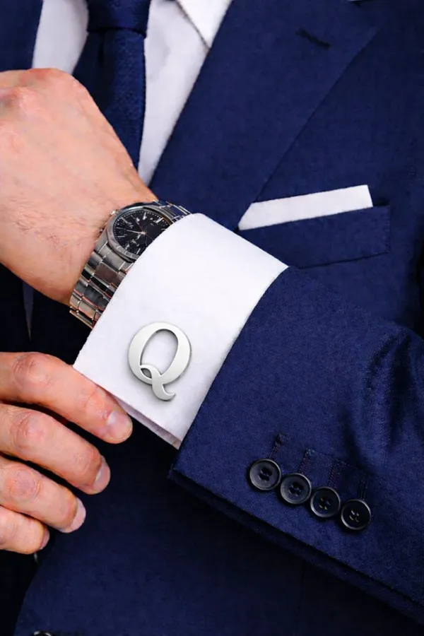 Q_Alphabet_Silver_Cufflinks_for_Men_|_Initial_Letter_�Q�_Personalized_Luxury_Cuff_Links_|_Premium_Polished_Metal_Shirt,_Coat_&_Blazer_Cufflinks_|_Wedding,_Office_|_Stylish_Gift_for_Men_|_Set_of_2