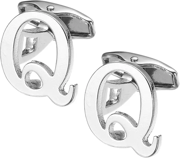 Q_Alphabet_Silver_Cufflinks_for_Men_|_Initial_Letter_�Q�_Personalized_Luxury_Cuff_Links_|_Premium_Polished_Metal_Shirt,_Coat_&_Blazer_Cufflinks_|_Wedding,_Office_|_Stylish_Gift_for_Men_|_Set_of_2
