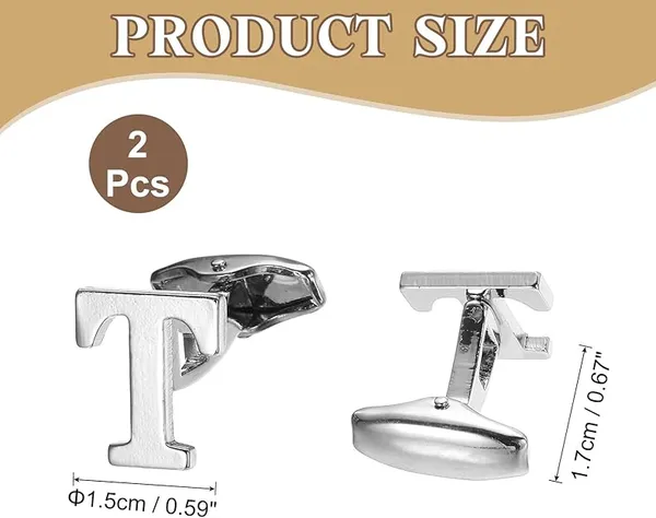 T_Alphabet_Silver_Cufflinks_for_Men_|_Initial_Letter_�T�_Personalized_Luxury_Cuff_Links_|_Premium_Polished_Metal_Shirt,_Coat_&_Blazer_Cufflinks_|_Wedding,_Office_|_Stylish_Gift_for_Men_|_Set_of_2