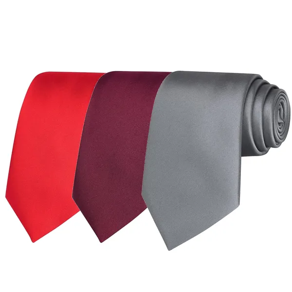 Calixto_Solid_Design_Men's_Blood_Red,Wine,Grey_Solid_Color_Necktie_For_Men's_,_Polyster_Smooth_Fabric_Necktie_(Pack_Of_3)