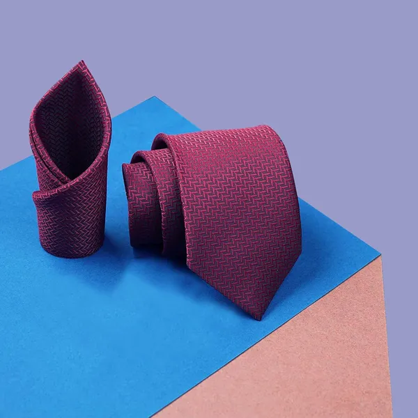 Purple_Mens_Micro_Silk_Smooth_Fabric_Criss_Cross_Design_Neck_Tie_&_Pocket_Square_With_Leatherite_Gift_Box